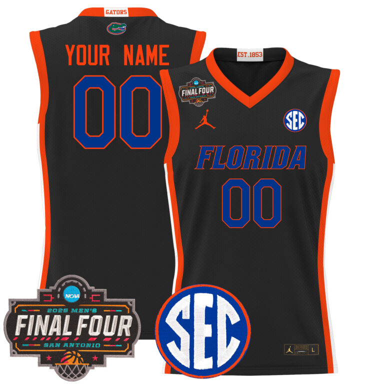 Men Florida Gators 2025 Final Four Patch NCAA black Custom Jerseys->customized ncaa jersey->Custom Jersey